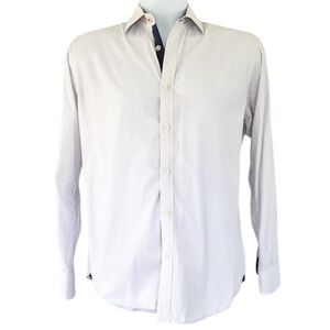 Construct men’s slim fit stretch white pink micro dot dress shirt 14.5 32-33